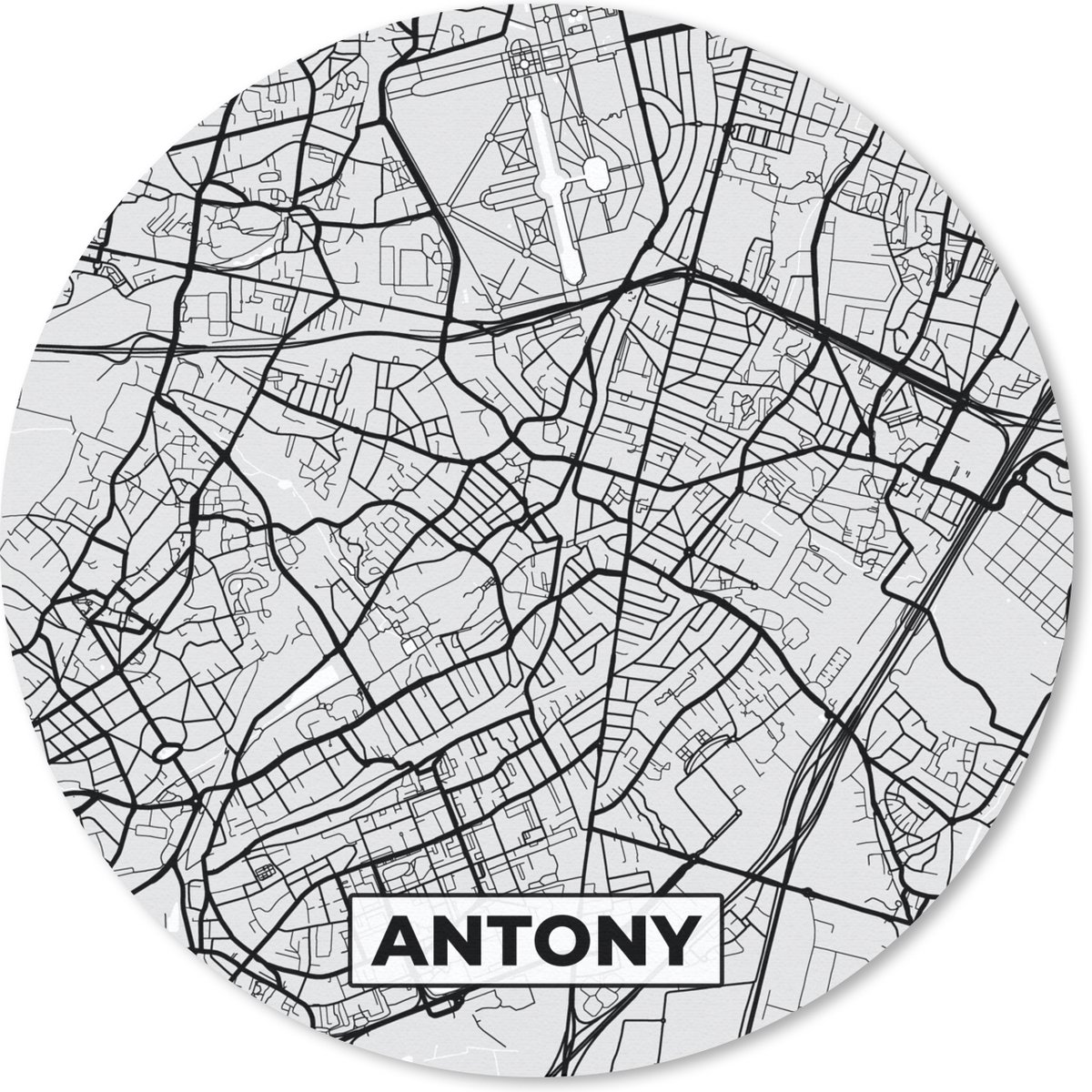Muismat rond 20x20 cm - Mousepad Antony - Plattegrond - Frankrijk - Kaart - Stadskaart - Ronde muismatten - Stadskaart