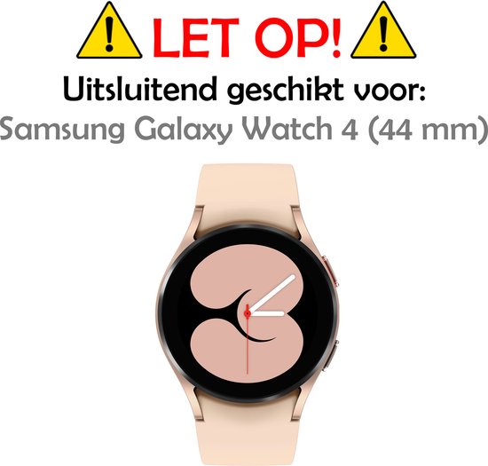 Zandkleurig horloge, 44 mm, met waarschuwing: LET OP! Uitsluitend geschikt voor: Samsung Galaxy Watch 4 (44 mm).