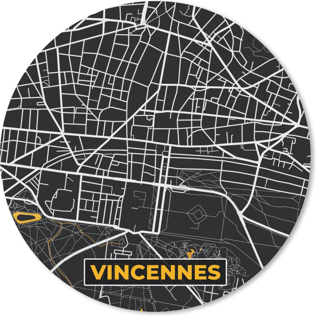 Muismat rond 40x40 cm - Mousepad Stadskaart - Frankrijk - Plattegrond - Vincennes - Kaart - Ronde muismatten - Stadskaart