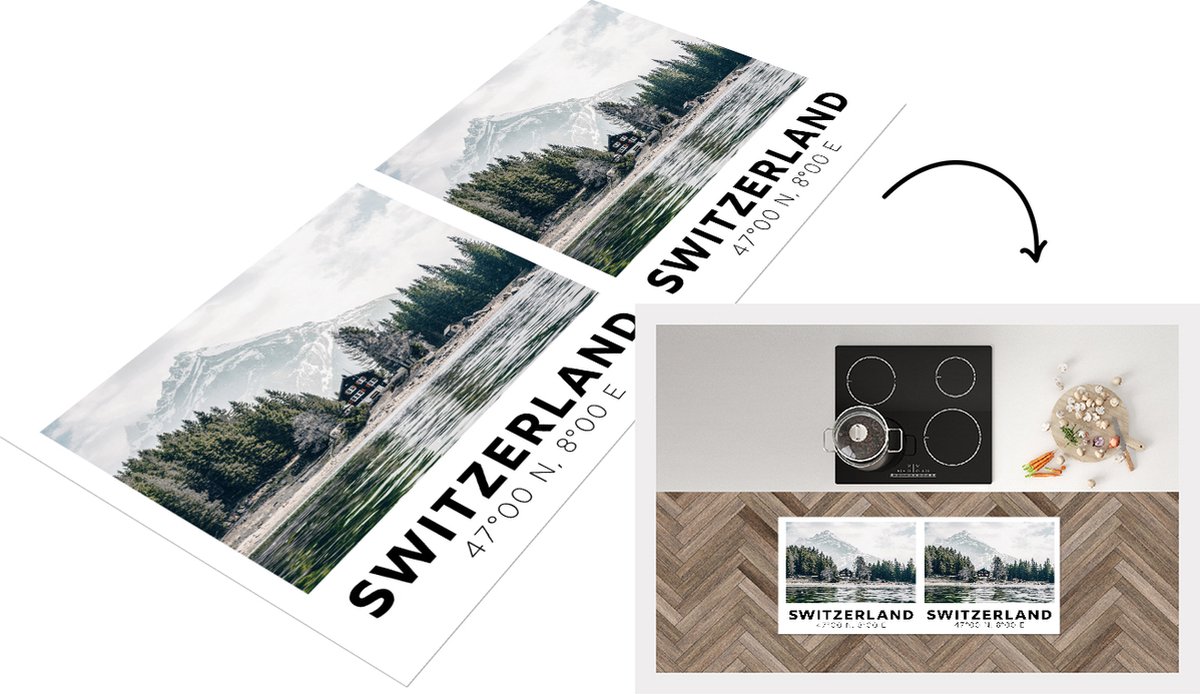 Keukenloper - Loper keuken - Zwitserland - Meer - Bergen - 120x50 cm - Keukenloper vinyl