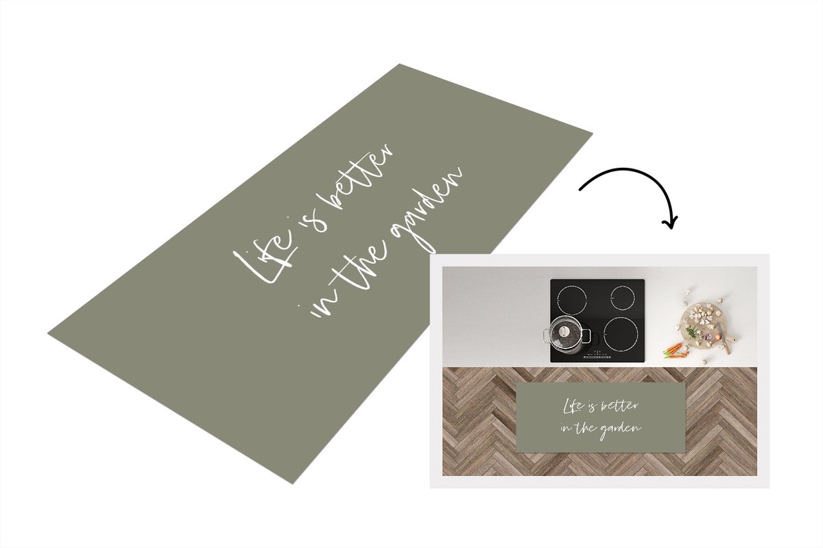 KitchenYeah Keukenloper - Loper keuken - Life is better in the garden - Tuin - Quotes - Tekst - 120x50 cm - Keukenloper vinyl Multicolor