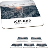 Sous-verres pour verres - Islande - Montagnes - Water - Soleil - 10x10 cm - Sous-verres en verre - 6 pièces