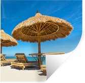 Stickers muraux - Chaise de Plage - Plage - Parasol - Mer - Été - 120x120 cm - Film Adhésif XXL