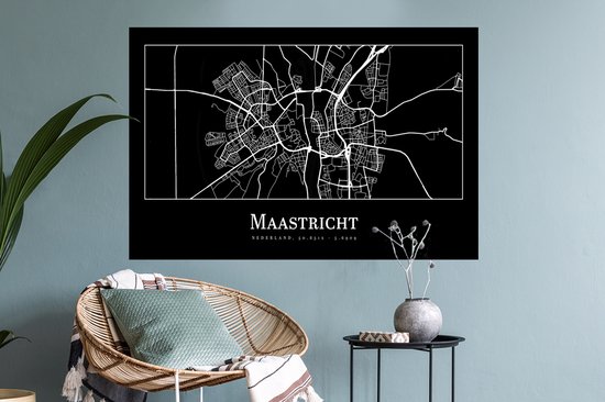 Muurstickers - Sticker Folie - Kaart - Plattegrond - Maastricht - Stadskaart - 90x60 cm - Plakfolie - Muurstickers Kinderkamer - Zelfklevend Behang - Zelfklevend behangpapier - Stickerfolie
