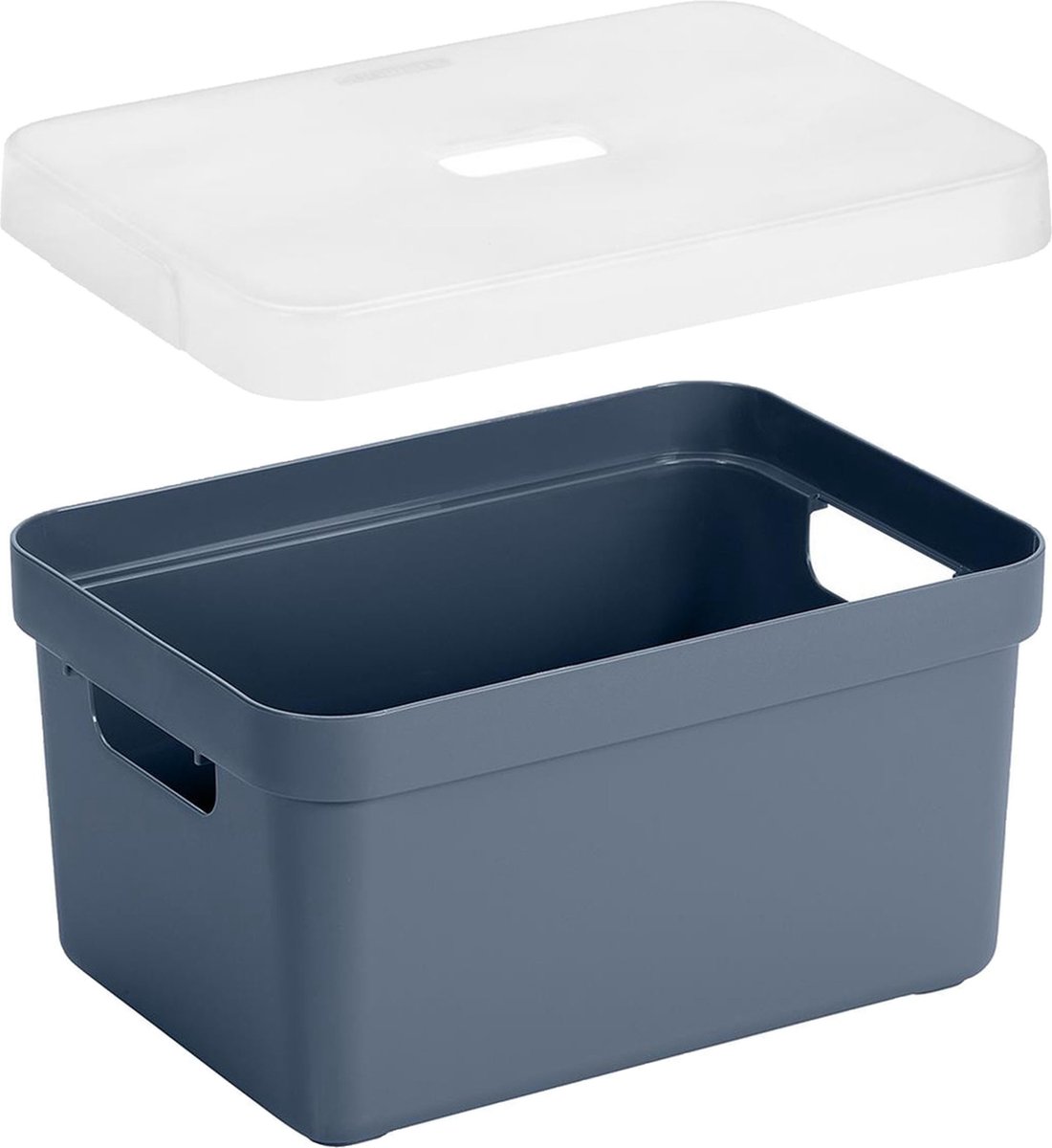 Sunware Opbergboxes - manden - 4x stuks - donkerblauw - 5 liter - kunststof - transparante deksel - 25 x 18 x 12 cm