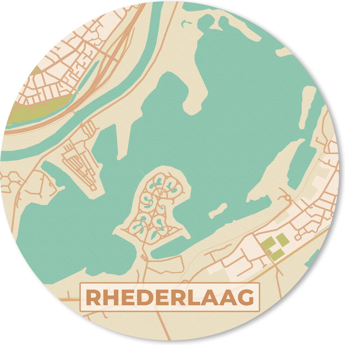 Muismat rond 20x20 cm - Mousepad Rhederlaag - Vintage - Kaart - Stadskaart - Plattegrond - Ronde muismatten - Stadskaart