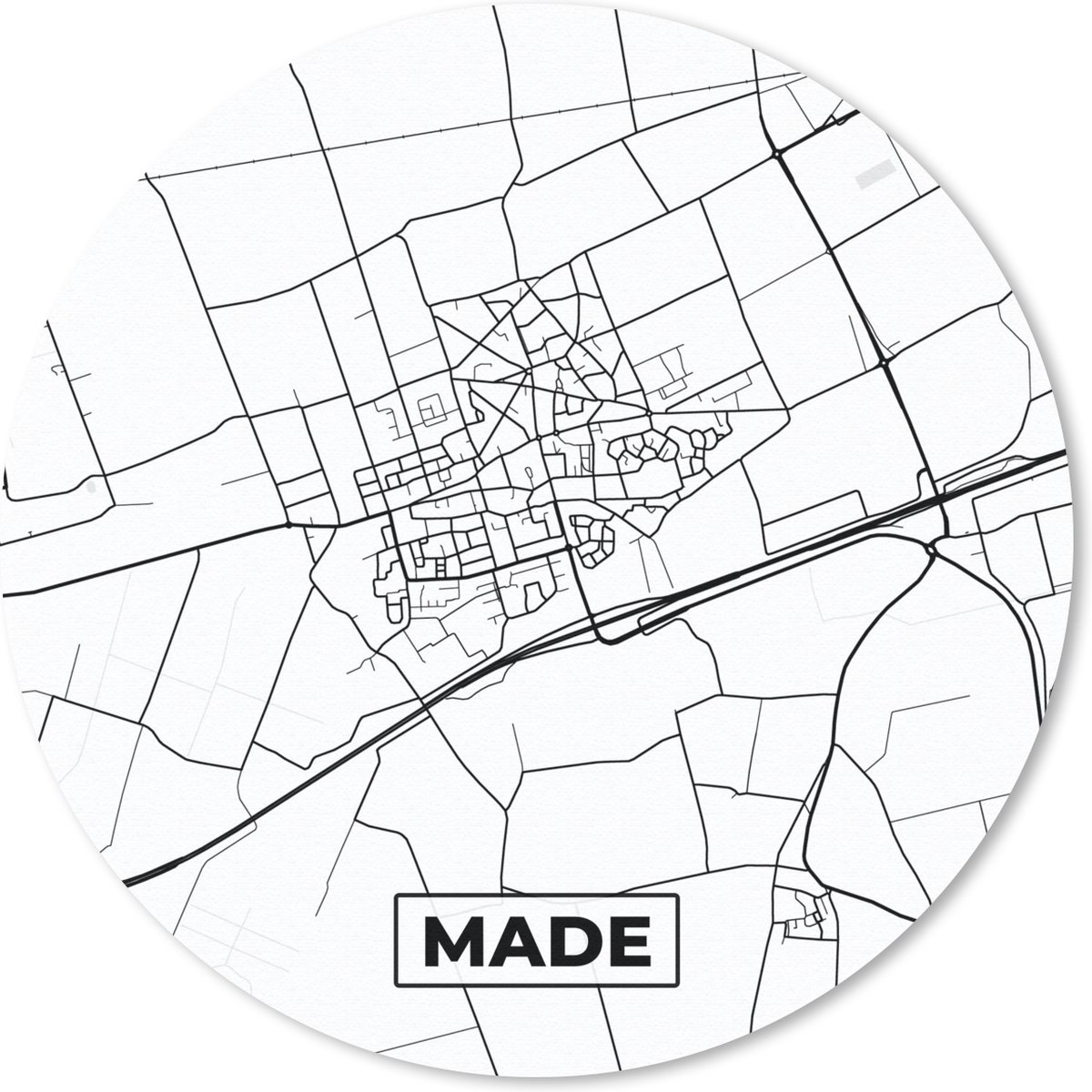 Muismat rond 20x20 cm - Mousepad Plattegrond - Nederland - Kaart - Stadskaart - Made - Ronde muismatten - Stadskaart