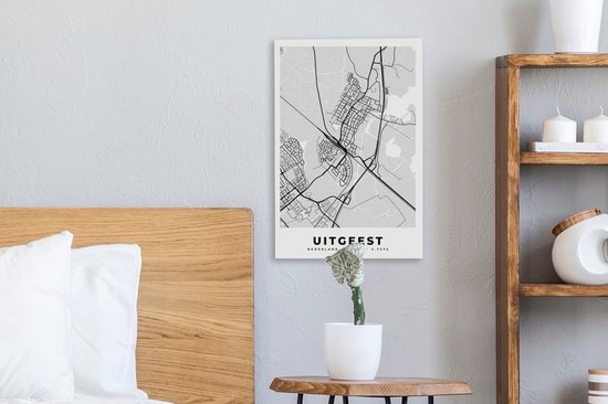 Peinture sur toile Uitgeest - Carte - Plan de la ville - Plan d'étage - 20x30 cm - Décoration murale