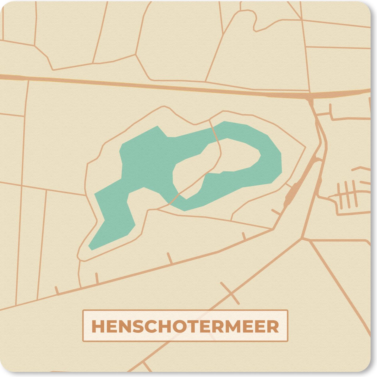 Muismat 20x20 cm - Mousepad Vintage - Kaart - Henschotermeer - Plattegrond - Stadskaart - Muismatten - Stadskaart