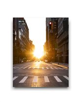 Schilderij  Straat in New York met zonsopgang / Landschap / 40x30cm