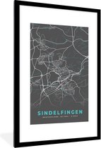 Fotolijst incl. Poster - Duitsland – Blauw – Sindelfingen – Stadskaart – Kaart – Plattegrond - 80x120 cm - Posterlijst
