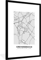 Fotolijst incl. Poster - Plattegrond - Kaart - Grevenbroich- Duitsland - Stadskaart - 60x90 cm - Posterlijst