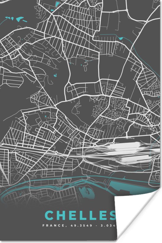 Affiche Plan – Carte – Plan de Ville – France – Chelles - 80x120 cm