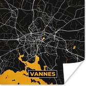 Poster Frankrijk – Plattegrond – Kaart – Vannes – Stadskaart - 75x75 cm