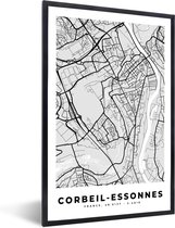 Fotolijst incl. Poster - Corbeil-Essonnes - Plattegrond - Frankrijk - Kaart - Stadskaart - 40x60 cm - Posterlijst