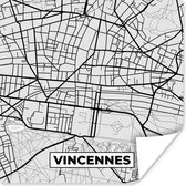 Poster Kaart – Stadskaart – Vincennes - Plattegrond – Frankrijk - 50x50 cm