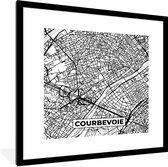 Fotolijst incl. Poster Zwart Wit- Stadskaart - Courbevoie - Plattegrond - Kaart - Frankrijk - Zwart wit - 40x40 cm - Posterlijst