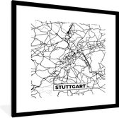 Fotolijst incl. Poster - Stuttgart - Plattegrond - Kaart - Stadskaart - 40x40 cm - Posterlijst