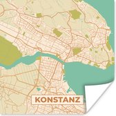 Poster Konstanz - Vintage - Plattegrond - Stadskaart - Kaart - 100x100 cm XXL