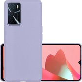 Hoes Geschikt voor OPPO A16 Hoesje Cover Siliconen Back Case Hoes - Lila.