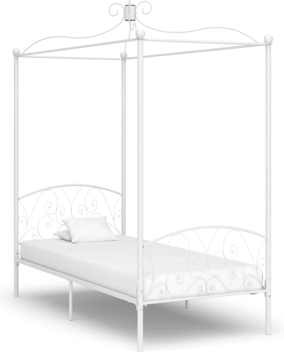 vidaXL Hemelbedframe metaal wit 140x200 cm | Leen Bakker vidaXL Hemelbedframe metaal wit 140x200 cm | Leen Bakker