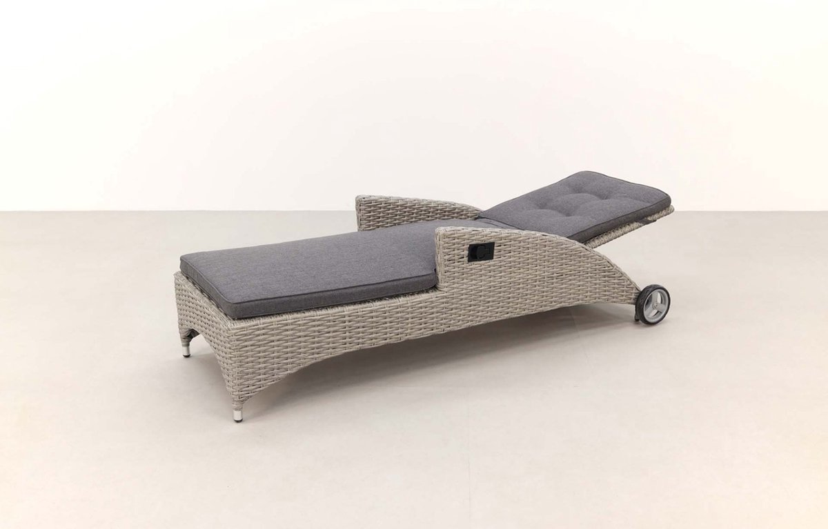 Wicker ligbed met wielen Buffalo white grey bol