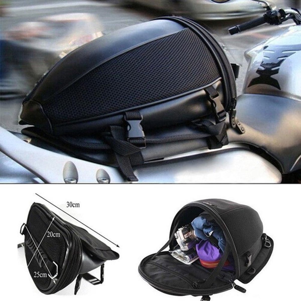 Motorfiets Zadeltas Waterdichte Duffel Bag 40L 66L Motorfiets Reizen Dry Duffel Bag Motorrijden Varen Kajakken Kamperen Motortas Zittas(40L-Black