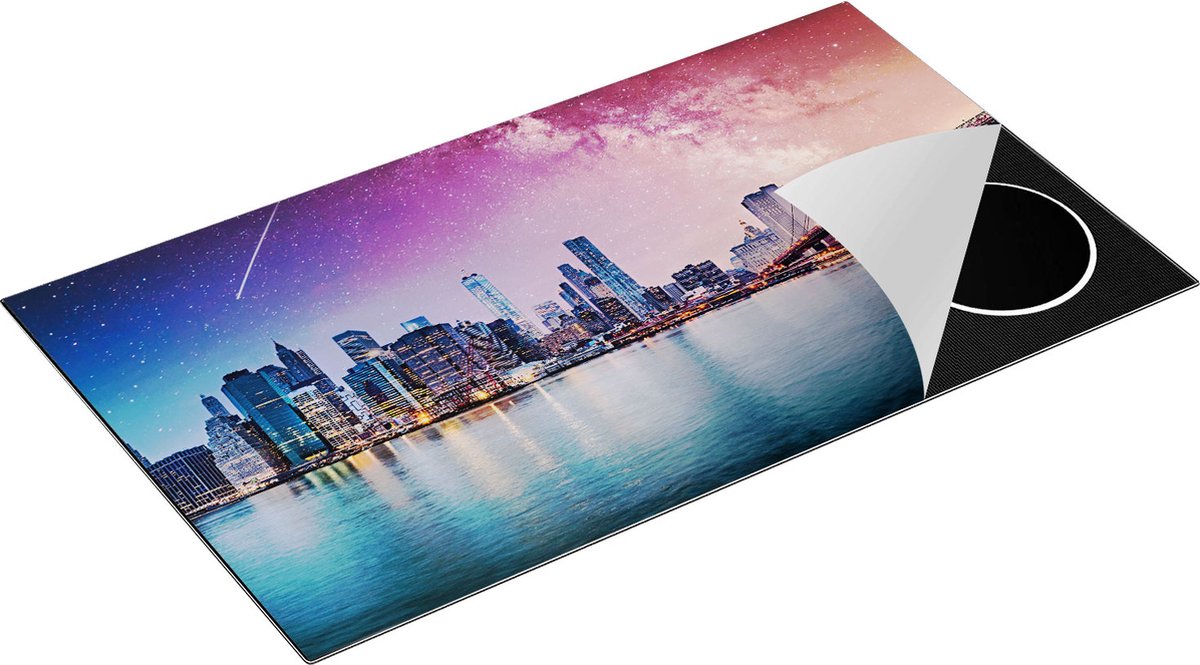 Chefcare Inductie Beschermer New York Skyline met een Kleurrijke Hemel - 90x50 cm - Afdekplaat Inductie - Kookplaat Beschermer - Inductie Mat