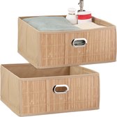 Relaxdays 2x panier de rangement salle de bain - panier en bambou - organisateur de placard - tissu de boîte de rangement - nature