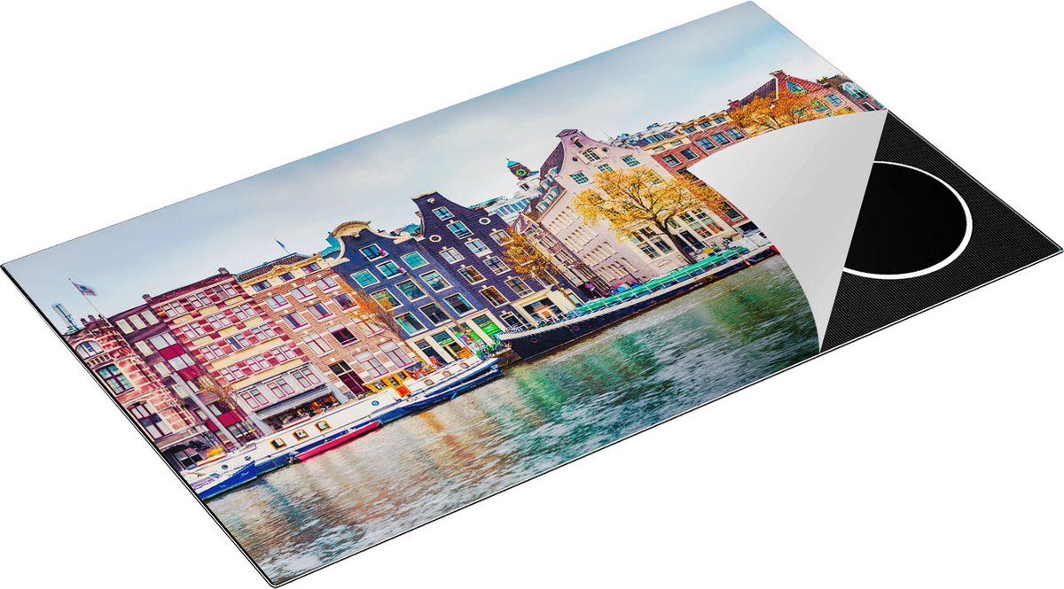 Chefcare Inductie Beschermer Amsterdamse Huisjes vanaf de Gracht - 91,6x52,7 cm - Afdekplaat Inductie - Kookplaat Beschermer - Inductie Mat