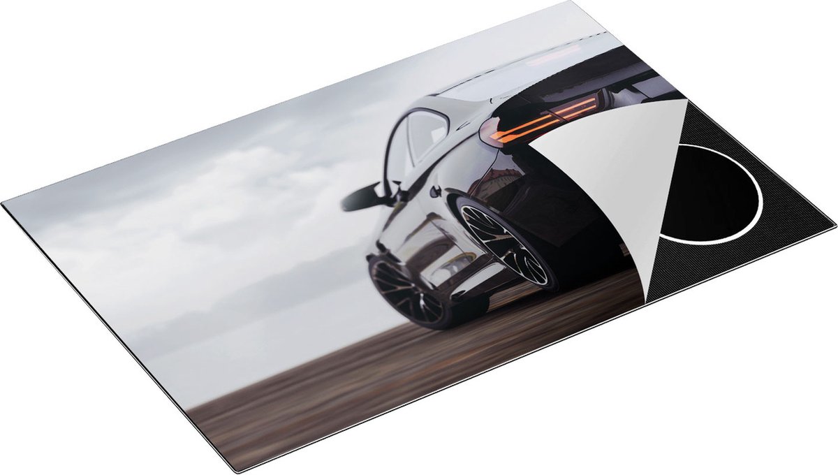 Chefcare Inductie Beschermer Zwarte Sportwagen Auto van Achter - 83x51,5 cm - Afdekplaat Inductie - Kookplaat Beschermer - Inductie Mat