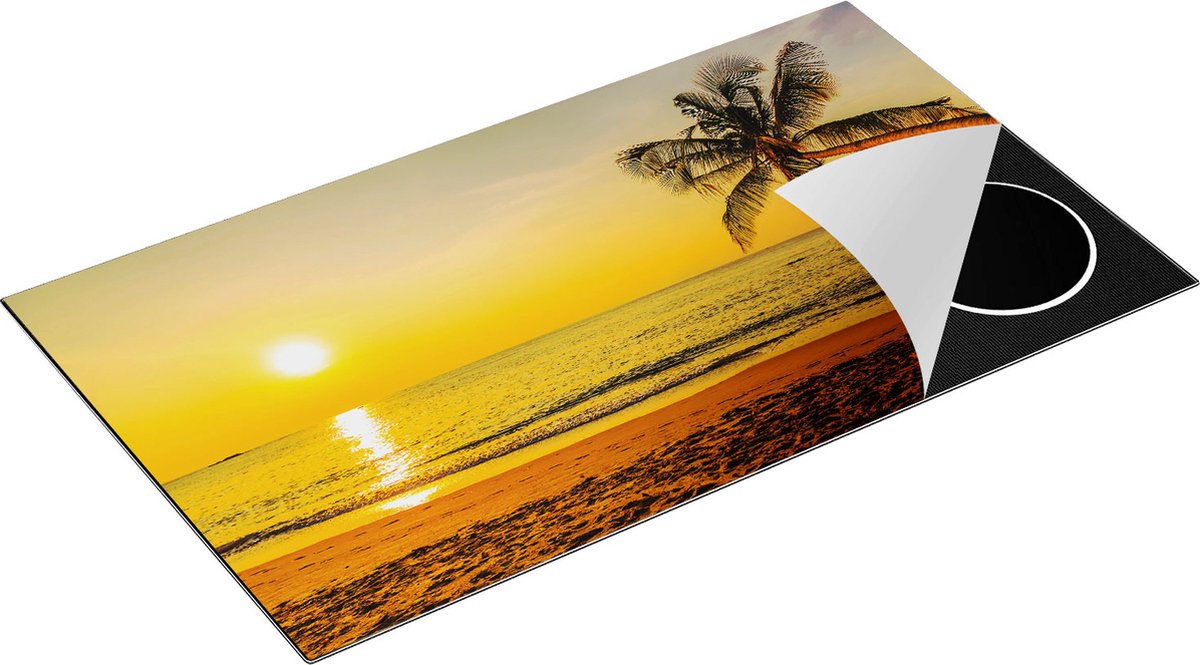Chefcare Inductie Beschermer Tropisch Strand tijdens Zonsondergang - 90x50 cm - Afdekplaat Inductie - Kookplaat Beschermer - Inductie Mat