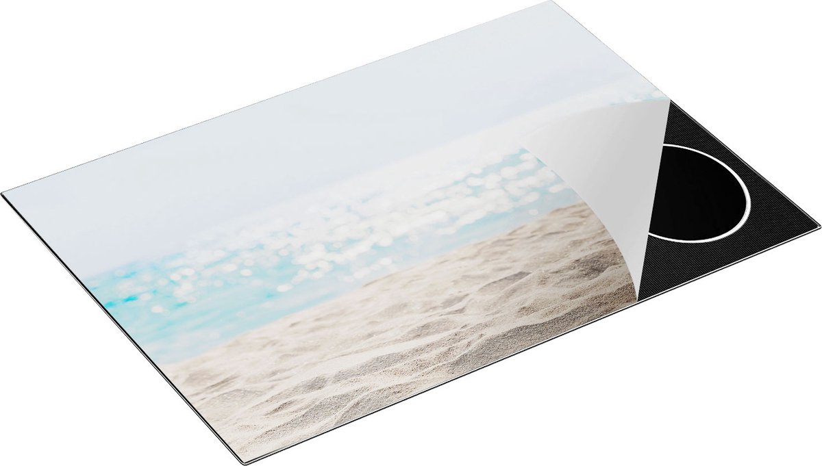 Chefcare Inductie Beschermer Helder Witte Strand met Zee Uitzicht - 76x51,5 cm - Afdekplaat Inductie - Kookplaat Beschermer - Inductie Mat