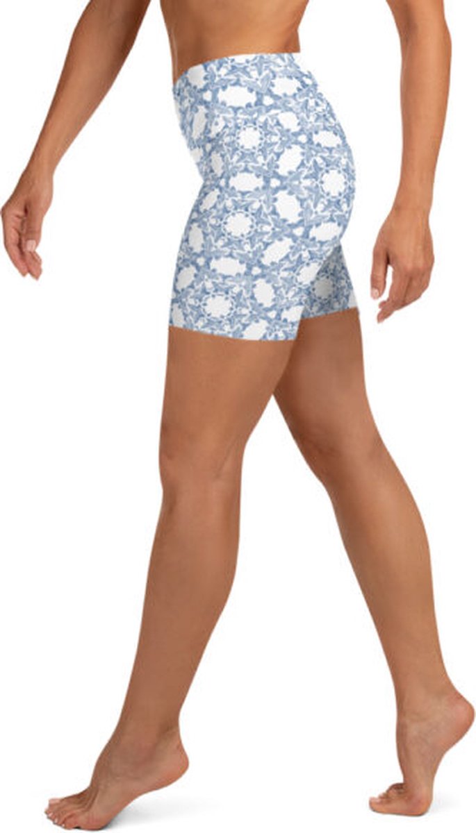 Sport Short - design Grace in Lace - High Waist - Dry Fit - High Performance - 4way stretch - UPF 50+ - Hardloop - Yoga - Fitness - Dans - Pilates - Training - Korte Broek- dames- wit klassiekblauw - maat XL — afbeelding 5
