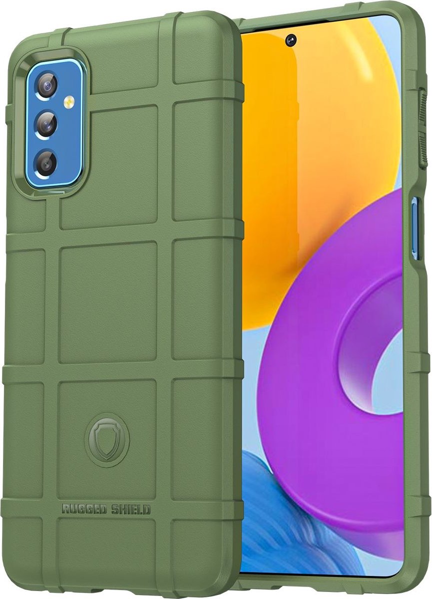 Mobigear Hoesje geschikt voor Samsung Galaxy M52 Telefoonhoesje Flexibel TPU | Mobigear Rugged Shield Backcover Shockproof | Schokbestendig Galaxy M52 Telefoonhoesje | Anti Shock Proof - Groen