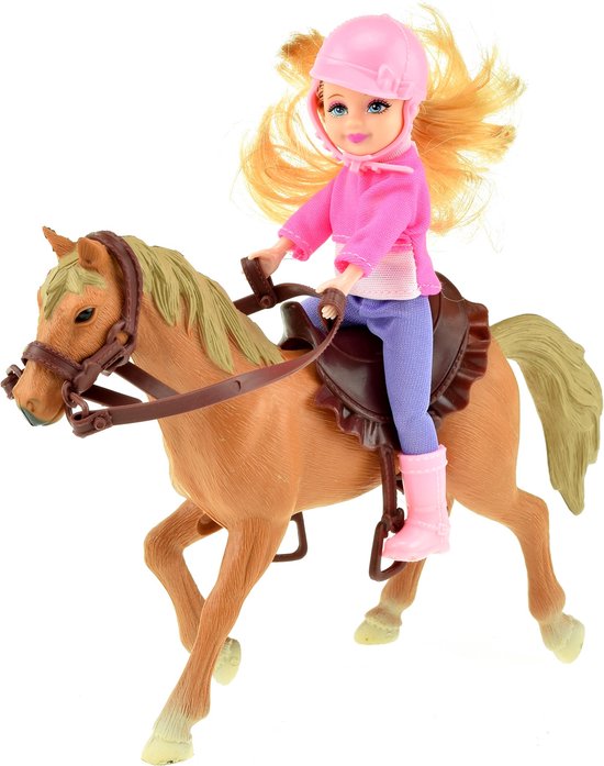 Toi-toys Horses Paard Met Meisje Bruin 17 Cm