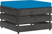 vidaXL - Hocker - sectioneel - met - kussen - grijs - geïmpregneerd - hout