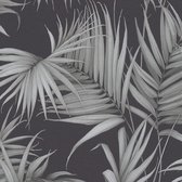 Mur de papier peint de luxe exclusif Profhome 365053-GU papier peint intissé légèrement texturé dans le style jungle gris noir mat 5,33 m2