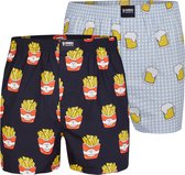 Happy Shorts 2-pack Wijde Boxershort Bier + Friet - Losse boxershort - Maat L