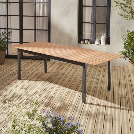 Table de jardin en bois aluminium extensible 200/250cm avec rallonge -  Sevilla | bol