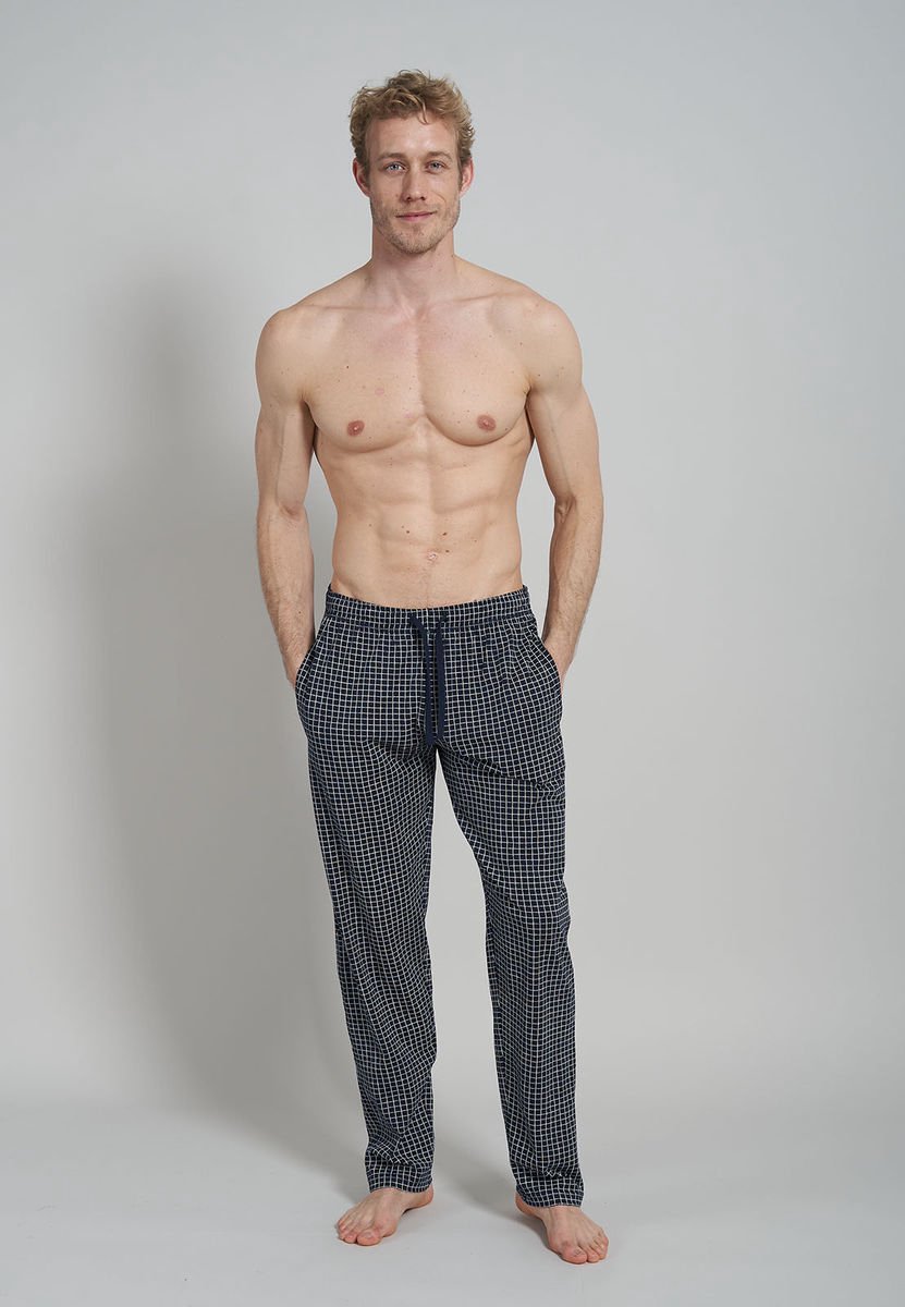 Ceceba heren pyjamabroek lang - donkerblauw met wit geruit