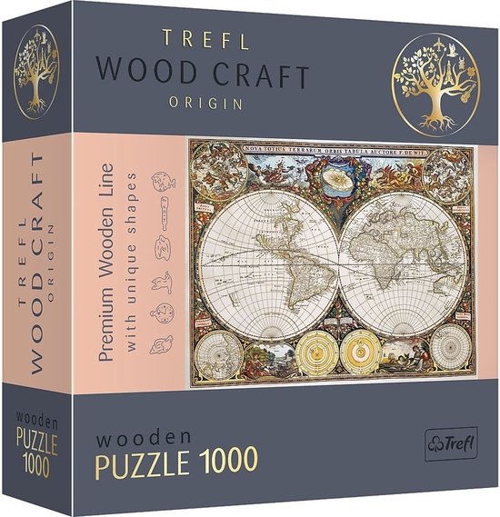 Afbeelding van het spel Trefl hout Oude Wereldkaart puzzel - 1000 stukjes