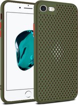 Smartphonica iPhone 7/8 siliconen hoesje met gaatjes - Legergroen / Back Cover geschikt voor Apple iPhone 7;Apple iPhone 8