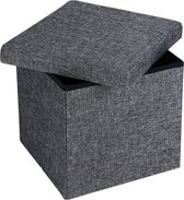 Pouf, repose-pieds, gris foncé 38x38x38 cm, canapé avec système de rangement, pliable