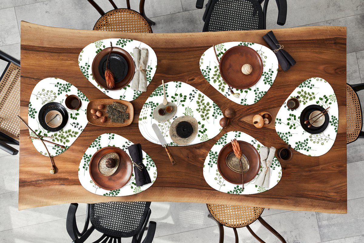 Placemat organisch - Placemats organic - Onderleggers - Kruiden - Eucalyptus - Design - 10 stuks