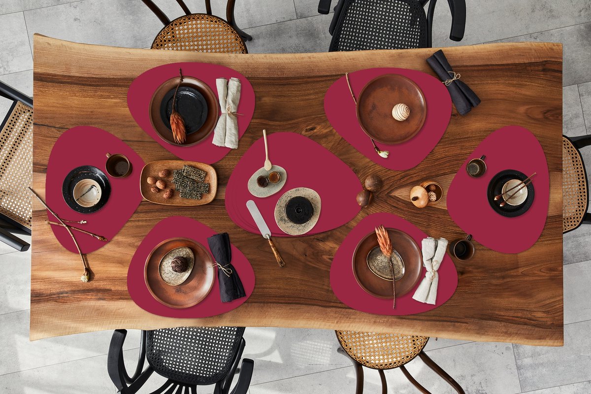 Placemat organisch - Placemats organic - Onderleggers - Rood - Effen kleur - 10 stuks