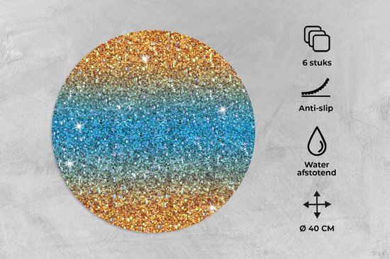 Sets de table ronds - Dessous de verre - Napperons ronds - Ombre - Sagittaire - Signe du zodiaque - Motifs - Lot de 6