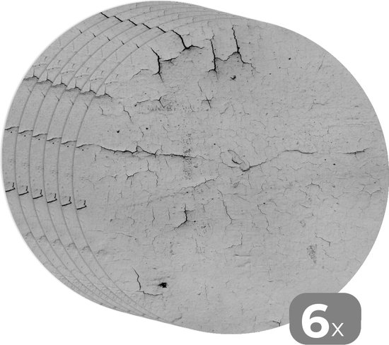 Sets de table ronds - Dessous de verre - Napperons ronds - Imprimé béton - Vintage - Motifs - 6 pièces