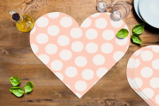 Napperons de table - Napperons de table cœur - Pois - Rose - Motif - 8 pièces