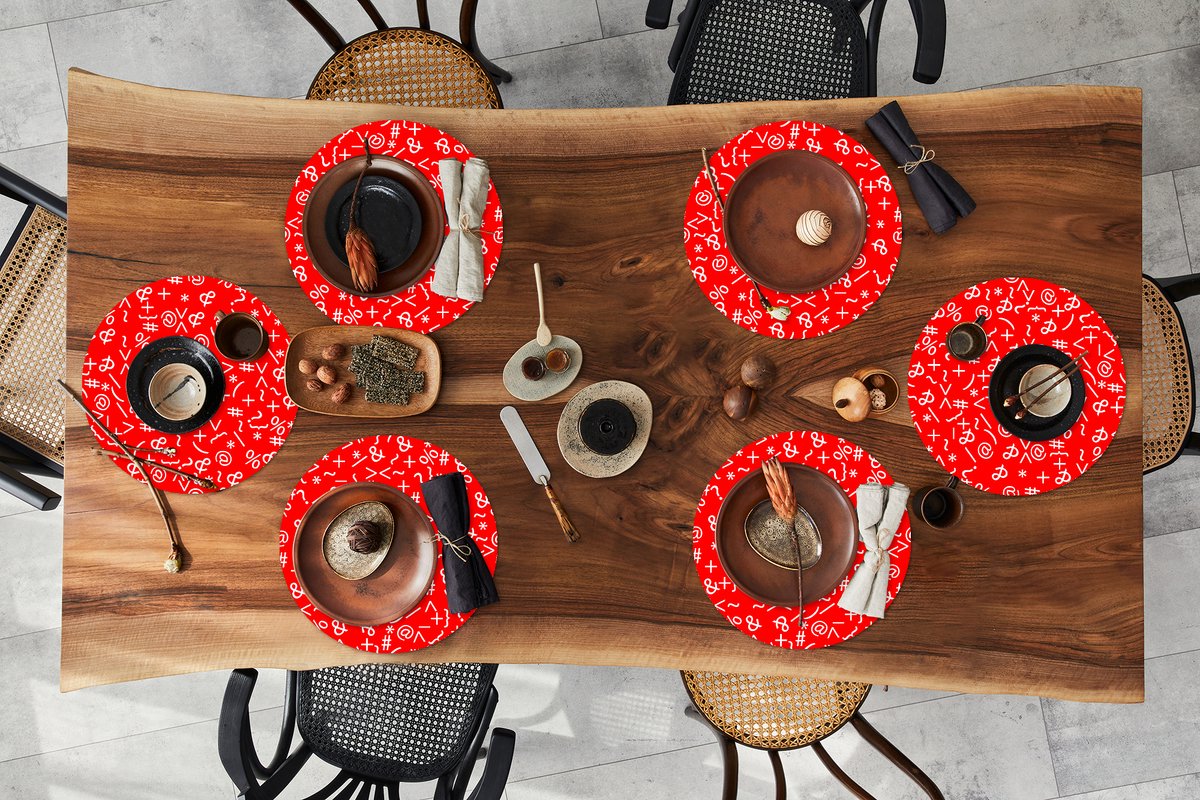 Ronde placemats - Onderlegger - Placemats rond - Wiskunde - Nummers - Cijfers - Patronen - 6 stuks